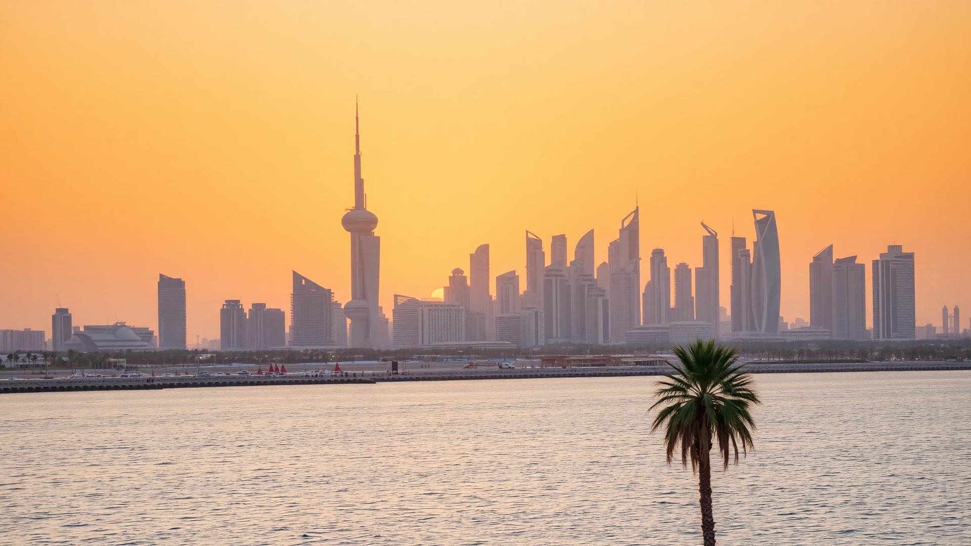 Middle Eastern skyline at sunset